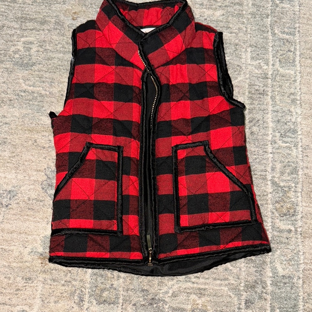 Plaid Red and Black Kids Vest